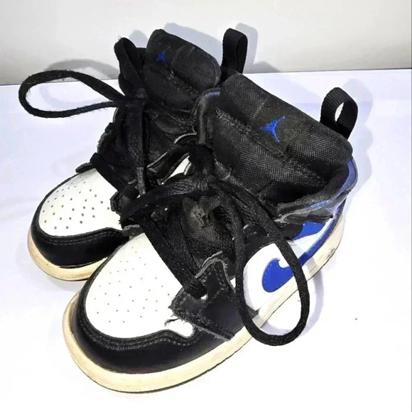 Nike Other - Nike Air Jordan 1 Mid TD Blue White Black Baby Toddler Shoes 640735-140 Size 7